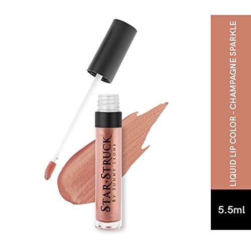 STARSTRUCK BY SUNNY LEONE Glossy Liquid Lip Color, Nude Color | Highly Pigmented, Hi-Shine &amp; Non-Sticky Formula | Lip Gloss For Girls, Women | Champagne Sparkle - View 2 of 3