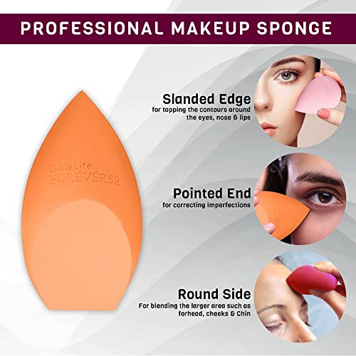 Daily Life Forever52 Foundation Blending Beauty Sponge, Flawless for Liquid, Cream, Foundation &amp; Powder Professional Makeup easy-To-Use Tool (1, Orange) - View 3 of 4