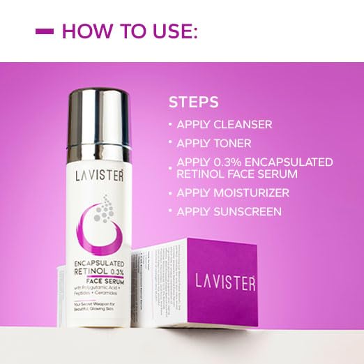 Lavister 0.3% Encapsulated Retinol Face Serum For Anti Aging - Night Face Serum With Retinol for Youthful Glow | Reduce Fine Lines &amp; Wrinkles 30 Ml(FROM INDIA)NUZ - View 4 of 7