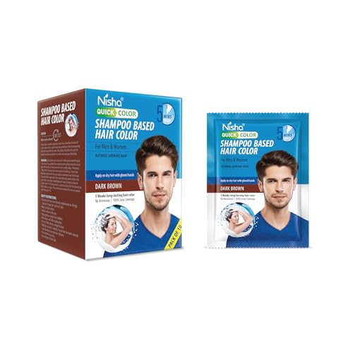 Nisha Quick Color Shampoo Based Hair Color For Men &amp; Women Natural Looking Hair 20ML Each Sachet (10 Sachet in 1 Box), Dark Brown - View 5 of 7