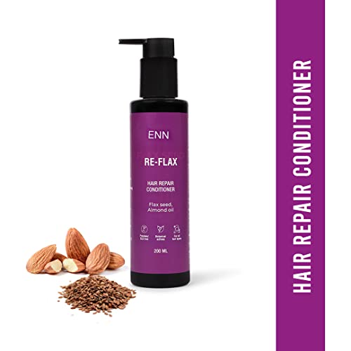 ENN Re-flax- Hair Repair Shampoo And Conditioner Kit | Deeply Moisturises Hair. Balances Ph | Repairs Hair Damage | Controls Frizz | Flax Seeds | Vitamin E | Natural | For Women &amp; Men | Free Pouch (FROM INDIA SAB) - View 2 of 3