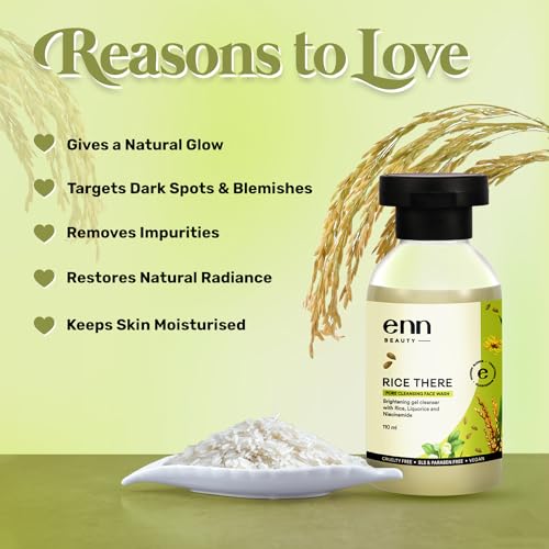 ENN Rice There- Brightening Gel Face Wash | Targets Dark Spots And Blemishes | Refreshes Skin | Rice Water | Mulberry Extract | Niacinamide | Liquorice Extract | Natural | For Women &amp; Men | 100ml (FROM INDIA SAB) - View 2 of 3