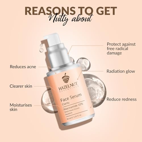 Hazelnut Essentials 10% Niacinamide Face Serum | Clarity &amp; Radiant Glow | Witch Hazel Extract &amp; Squalane | All Skin Types | For Women &amp; Men | Dermatologically Tested | Fragrance-Free | 30 ml(FROM INDIA)NUZ - View 3 of 8