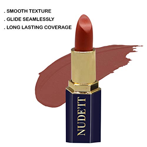CVB C12 Nude’It Lip Colour for Smudge Proof Matte Finish, Texture Highly Long-Lasting Lipstick (204 RUSTY, 3.8g(FROM INDIA SAB)) - View 2 of 3