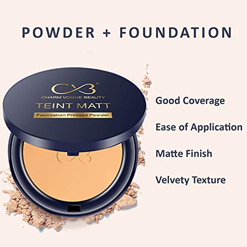 CVB C02 2 in 1 Teint Matt Foundation Pressed Compact Powder for Buildable Full Coverage &amp; Matte Finish (04 Natural Nude, 10g) (FROM INDIA SAB) - View 3 of 3