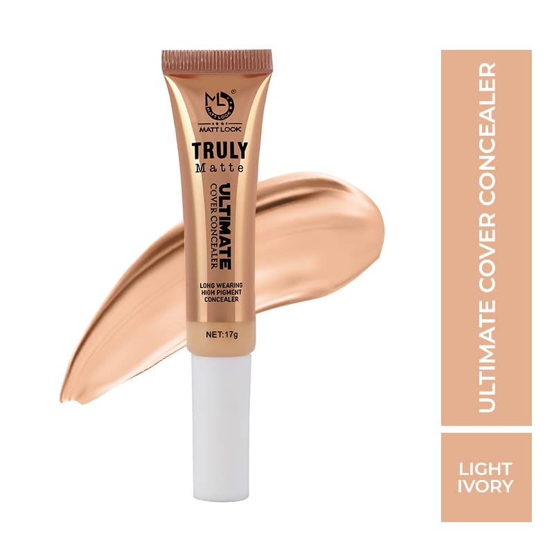 Mattlook Truly Matte Ultimate Cover Concealer, Longwearing &amp; High Pigment, Makeup Concealer Liquid Moisturizer Conceal Waterproof Full Coverage Foundation, Lightweight Perfecting Conceale, Matte Finish, Light Ivory, (17gm) - View 3 of 4