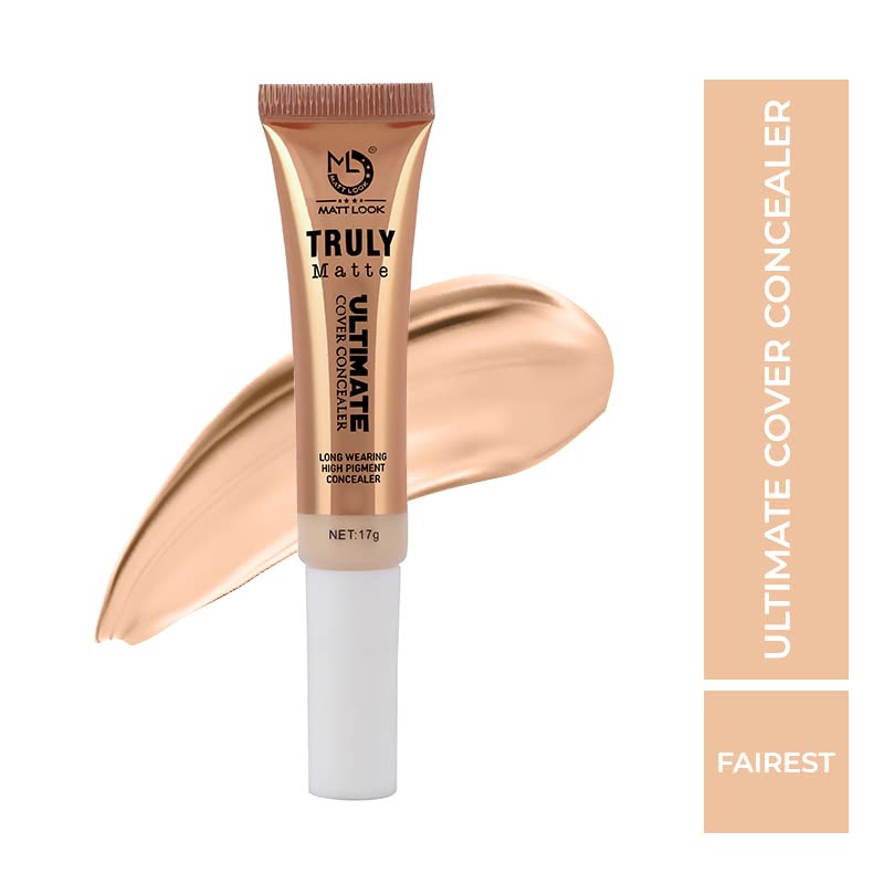 Matt Look Truly Matte Ultimate Cover Concealer | Long wearing | High Pigment concealer | 17 g | Suitable for all skin types | Full Makeup Concealer | Waterproof Full Coverage Corrector | Available in 8 shades | Matte Finish yet creamy | Fairest - View 2 of 3