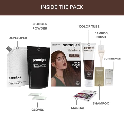 Paradyes Coffee Brown Semi-Permanent Hair Color Kit: Ammonia-Free, Lasts 8+ Washes, Ideal for Dark Hair, Enriched with Nourishing Conditioner Crème - View 6 of 7