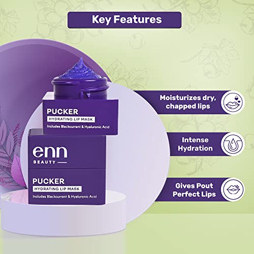 ENN Pucker Hydrating Lip Mask With Hyaluronic Acid (Blackcurrant) | Tinted Lip Mask for Dry and Dark Lips | Chapped Lips | Natural | For Man and Women | 6gm (FROM INDIA SAB) - View 2 of 5