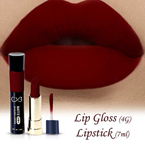CVB C50 Matte 2-in-1 Lip Gloss &amp; Lipstick for Plump and Shine, Cosmetic Lip Liner Pen 4g + 7ml, Waterproof | Creamy | Long Lasting (A01 RED VALENTINE) (FROM INDIA SAB) - View 2 of 3
