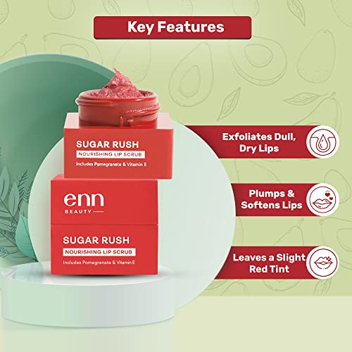 ENN Sugar Rush Nourishing Lip Scrub | Removes Dead Skin Cells | Beeswax | Lightens Dark Lips | Exfoliator | Raw Sugar | Natural | For Men &amp; Women | 6gm (FROM INDIA SAB) - View 2 of 3