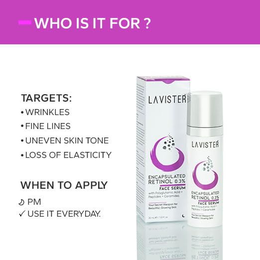 Lavister 0.3% Encapsulated Retinol Face Serum For Anti Aging - Night Face Serum With Retinol for Youthful Glow | Reduce Fine Lines &amp; Wrinkles 30 Ml(FROM INDIA)NUZ - View 2 of 7