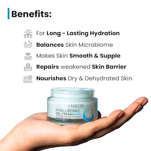 Lavister Hyaluronic &amp; Ceramides Gel Cream | Long Lasting Hydration | Moisturizer for Face | Barrier Repair Cream | With Peptides &amp; Betaine | Suitable for Normal to Dry Skin | 50g(FROM INDIA)NUZ - View 4 of 5