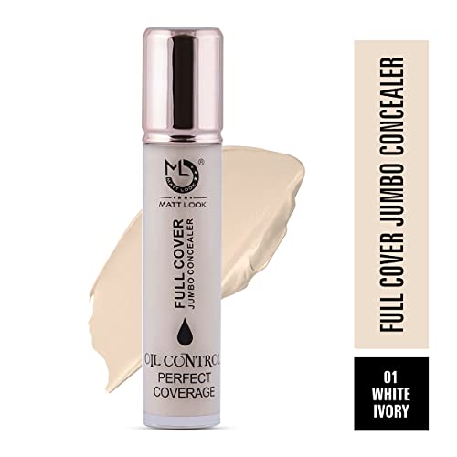 Matt look Full Cover Jumbo Oil Control Perfect Coverage Concealer | Medium to High coverage | Easy to apply | Liquidy soft texture | Hides all skin imperfections | Suitable for all skin types | 11 ml | White-Ivory(FROM INDIA)JEZ - View 3 of 4