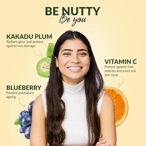 Hazelnut Essentials Vitamin C Glow Sunscreen/Primer | SPF 50, UVA &amp; UVB | Anti-Ageing | No white cast | Light Weight &amp; Non-Sticky | Dermatologically Tested | All Skin Types | For Women &amp; Men | 50 ml(FROM INDIA)NUZ - View 2 of 7