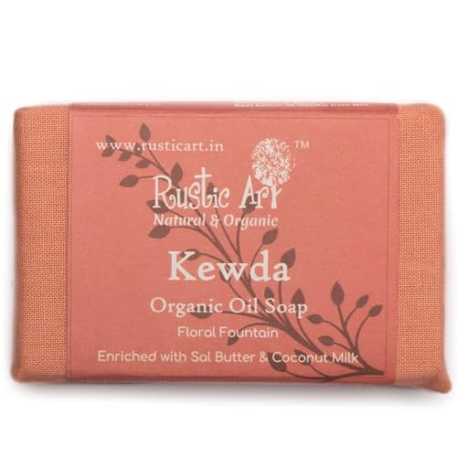 Rustic Art Organic Kewda Soap | Coconut Milk, Sal Butter | Dry to Normal Skin | Coldprocessed | Nourishing | For Women &amp; Men | 100g (FROM INDIA SAB) - View 2 of 3