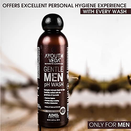Ayouthveda Gentlemen PH Wash | Intimate Hygiene Wash For Men | PH Balancing Formula, Prevents Dryness, Itchiness &amp; Bad Odor | Enriched With Aloe Vera, Haridra &amp; Ashwagandha (Pack Of 1-180ml) - View 3 of 4