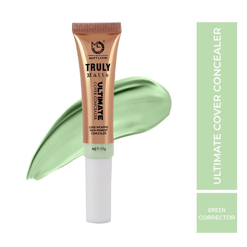 Matt Look Truly Matte Ultimate Cover Concealer | Long wearing | High Pigment concealer | 17 g | Suitable for all skin types | Full Makeup Concealer | Waterproof Full Coverage Corrector | Available in 8 shades | Matte Finish yet creamy | Green-Corrector - View 3 of 4
