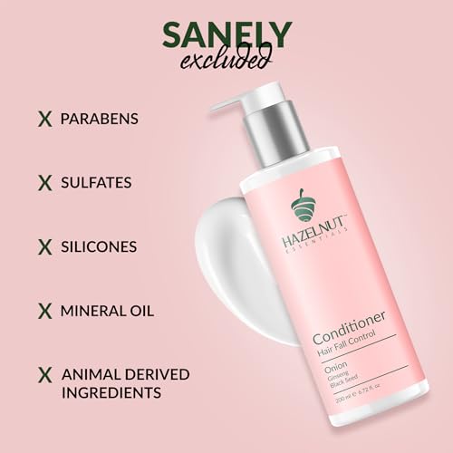 Hazelnut Essentials Onion Conditioner | Hair Fall Control | Ginseng &amp; blackseed | All Hair Types | For Women &amp; Men | Dermatologically Tested | 200 ml(FROM INDIA)NUZ - View 5 of 6