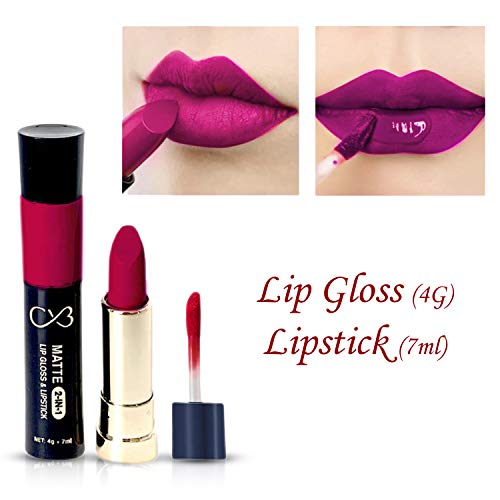 CVB C50 Matte 2-in-1 Lip Gloss &amp; Lipstick for Plump and Shine, Cosmetic Lip Liner Pen 4g + 7ml, Waterproof | Creamy | Long Lasting (A04 CHARLOTTE) (FROM INDIA SAB) - View 2 of 3