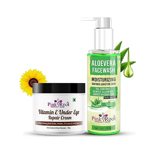 Pink Root Aloevera Facewash 100ml &amp; Vitamin E Under Eye Cream, 100ml (FROM INDIA SAB) - Related product