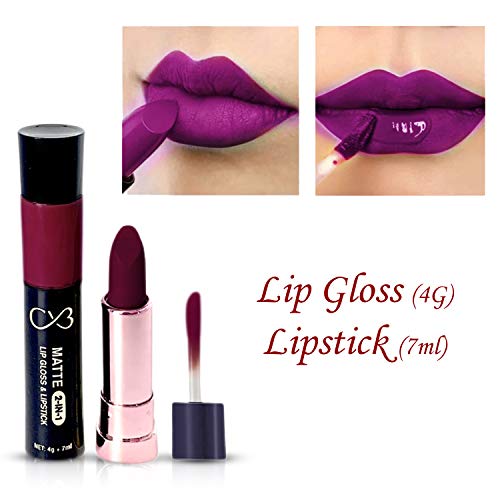 CVB C50 Matte 2-in-1 Lip Gloss &amp; Lipstick for Plump and Shine, Cosmetic Lip Liner Pen 4g + 7ml, Waterproof | Creamy | Long Lasting (15 JAMM) (FROM INDIA SAB) - View 3 of 3