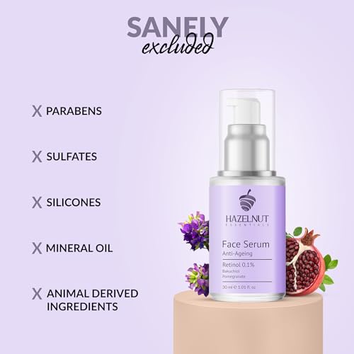 Hazelnut Essentials 0.1% Retinol Face Serum | Anti-Ageing &amp; Radiant Glow | Bakuchoil &amp; Pomegranate | All Skin Types | For Women &amp; Men | Dermatologically Tested | Fragrance-Free | 30 ml(FROM INDIA)NUZ - View 6 of 8