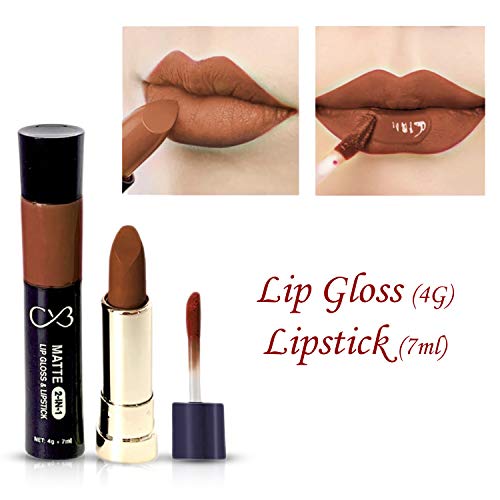 CVB C50 Matte 2-in-1 Lip Gloss &amp; Lipstick for Plump and Shine, Cosmetic Lip Liner Pen 4g + 7ml, Waterproof | Creamy | Long Lasting (06 COPPER RUST) (FROM INDIA SAB) - View 2 of 3