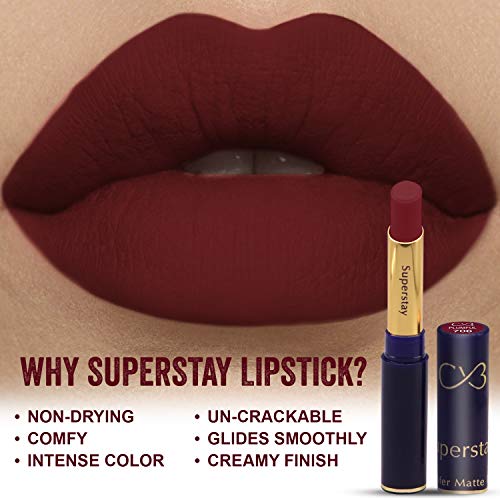 CVB LM-206 SuperStay No Transfer Matte Lipstick, Waterproof and Full-Pigmented, Transfer-Proof Smudge-Proof Lip Colour (706 PLUMFUL, 3.5g) (FROM INDIA SAB) - View 3 of 3