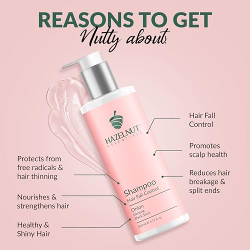 Hazelnut Essentials Onion Shampoo | Hair Fall Control | Ginseng &amp; blackseed | All Hair Types | For Women &amp; Men | Dermatologically Tested | 200 ml(FROM INDIA)NUZ - View 2 of 6
