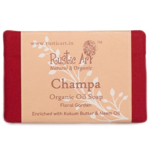 Rustic Art Organic Champa Soap | Sandalwood | For All Skin Types | Coldprocessed | Reduces Blemishes | For Women &amp; Men | 100g (FROM INDIA SAB) - View 3 of 3