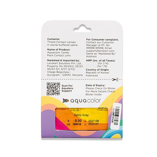 Aquacolor Misty Gray Candy Pack Zero Power Colored Lenses (2 Lens/Box)(FROM INDIA)NUZ - View 2 of 7