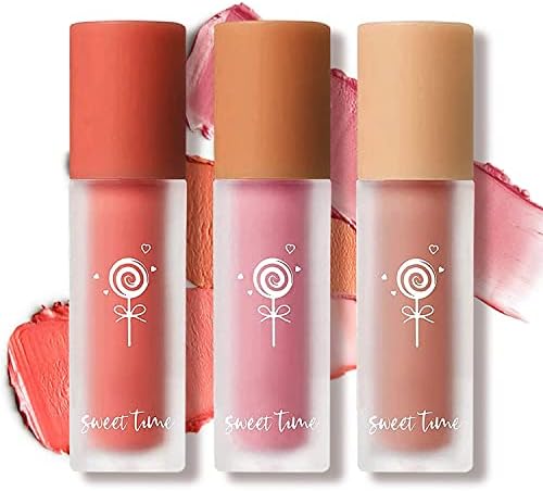 Cream Liquid Blush Makeup, 3 Colors Creme Liquid Cheek Tint, Girl Soft Matte Cream Blush Liquid Blush Cream Blush Makeup Lightweight, Long Lasting Waterproof Natural-Looking Advanced Hazy Feeling FROM DUBAI (SAM) - View 3 of 3