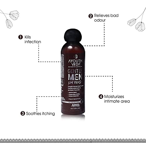 Ayouthveda Gentlemen PH Wash | Intimate Hygiene Wash For Men | PH Balancing Formula, Prevents Dryness, Itchiness &amp; Bad Odor | Enriched With Aloe Vera, Haridra &amp; Ashwagandha (Pack Of 1-180ml) - View 4 of 4