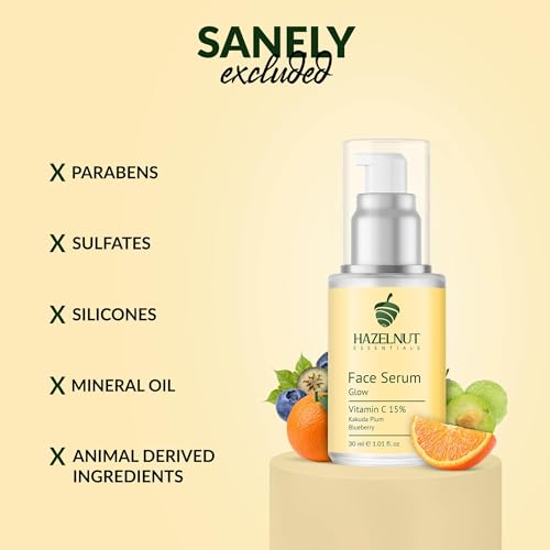 Hazelnut Essentials 15% Vitamin C Face Serum | Glow | Fades Pigmentation &amp; Dark Spots | Kakuda Plum &amp; Blueberry | Non Sticky | All Skin Types | For Women &amp; Men | Dermatologically Tested | 30 ml(FROM INDIA)NUZ - View 6 of 7