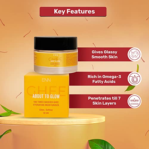 Enn About to Glow Hydrating Face Moisturiser Cream for Dry Skin for Men &amp; Women with 100 Times Washed Ghee for Deep Nourishment (FROM INDIA SAB) - View 3 of 3