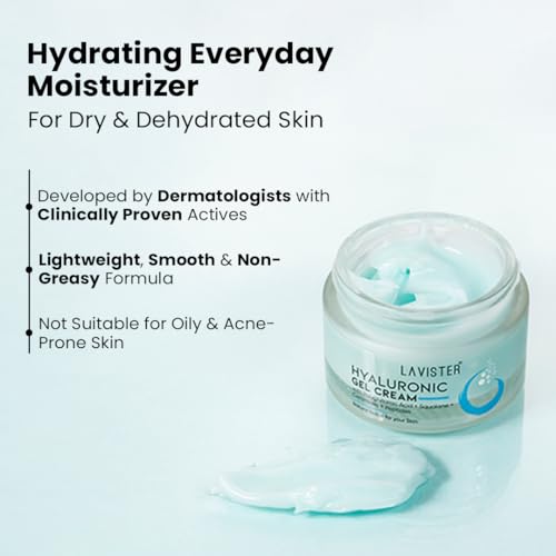 Lavister Hyaluronic &amp; Ceramides Gel Cream | Long Lasting Hydration | Moisturizer for Face | Barrier Repair Cream | With Peptides &amp; Betaine | Suitable for Normal to Dry Skin | 50g(FROM INDIA)NUZ - View 3 of 5