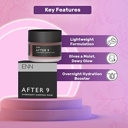 ENN After 9- Overnight | Hydrating | Sleeping Face Mask | Face Moisturizer For Women And Men | Oil Free Face Gel | Soft &amp; Glossy Skin | Plump | Refreshed Skin | Reduce Irritation | Rose | Aloe Vera | Pomegranate Extract | 50gm (FROM INDIA SAB) - View 3 of 3