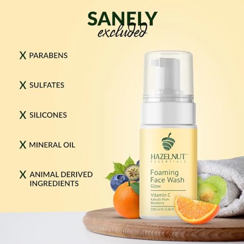 Hazelnut Essentials Vitamin C Foaming Face Wash | For Glow &amp; Unven Skin Tone | Kakuda Plum &amp; Blueberry | All Skin Types | For Women &amp; Men | Dermatologically Tested | 100 ml(FROM INDIA)NUZ - View 5 of 6