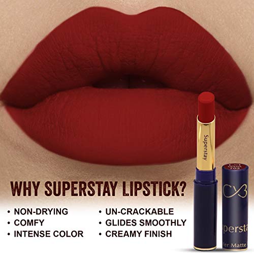 CVB LM-206 SuperStay No Transfer Matte Lipstick, Waterproof and Full-Pigmented, Transfer-Proof Smudge-Proof Lip Colour, Matte Finish, 3.5g - 703 Opera (FROM INDIA SAB) - View 3 of 3