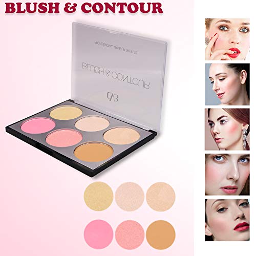CVB C38 Blush &amp; Contour Professional Make-Up Palette for High Definition Shadow, Concealer for Colour Correctness, 6 Shades Face Blush (16g) (FROM INDIA SAB) - View 2 of 3
