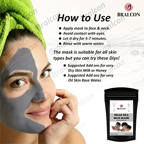 BRALCON Dead Sea Mud Powder - 200g for Face, Body &amp; Hair | 100% Natural Dead Sea Mud Mask for Face | Face Mask| Dead Sea Mud Revitalizing, Exfoliating Powder Face Pack - View 5 of 6