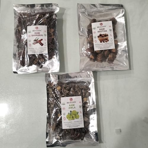 BRALCON Organic Raw Reetha, Amla, Shikakai Combo Pack- 300g(100g x 3 Pack)|100% Natural Whole Dried Soap pod, aritha nut, Sukha Awla for Hair &amp; Skin - View 3 of 5
