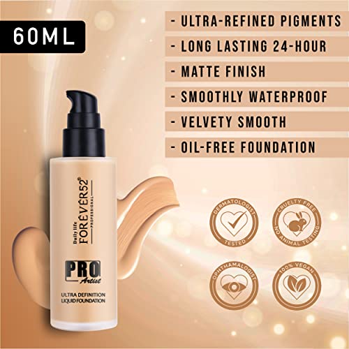 Daily Life Forever52 Pro Artist Ultra Definition Liquid Foundation (Pecan - 008, 60ml) | Waterproof, Long-lasting Matte Finish, Full Coverage, Skin-Perfecting Formula for Normal Skin - View 2 of 5