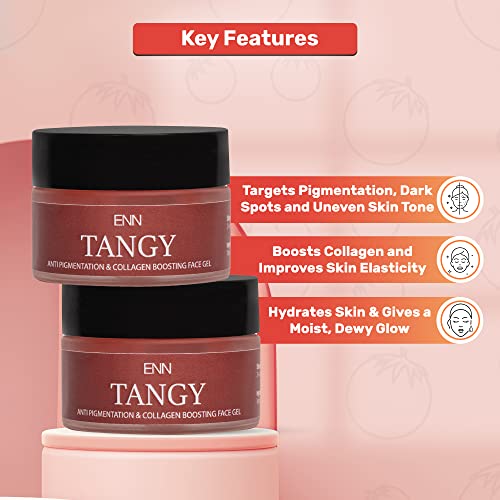 ENN Tangy- Anti Pigmentation &amp; Collagen Boosting Face Gel | Anti -ageing | Brightens Complexion | Restores Moisture Levels | Tomato | Aloe Vera &amp; Vitamin A | Natural | For Women &amp; Men| 15gm (FROM INDIA SAB) - View 3 of 3