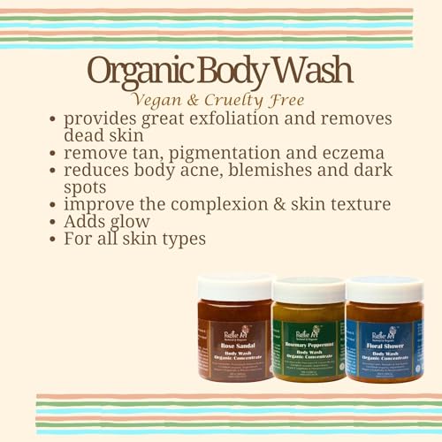 Rustic Art Organic Body Wash Sulphate &amp; Paraben free | Moisturizing &amp; Nourishing &amp; Gentle Exfoliation | For Women &amp; Men | (Rose Sandal, 200 g (Concentrate)) (FROM INDIA SAB) - View 2 of 3