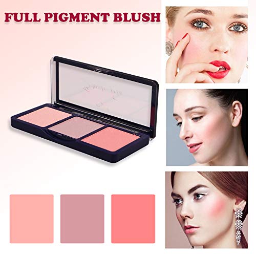 CVB BLR-301 Blush Trio for Seamless Blending, Full Pigment Formula Blusher with 3 Shades of Multicolour (Shades 01, 15g) (FROM INDIA SAB) - View 2 of 3