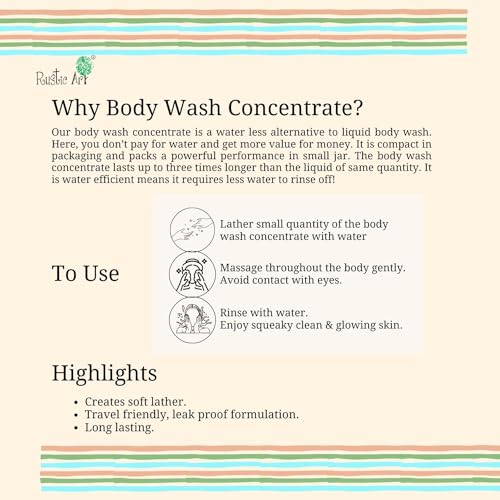 Rustic Art Organic Body Wash Sulphate &amp; Paraben free | Moisturizing &amp; Nourishing &amp; Gentle Exfoliation | For Women &amp; Men | (Floral Shower, 200 g (Concentrate)) (FROM INDIA SAB) - View 2 of 3