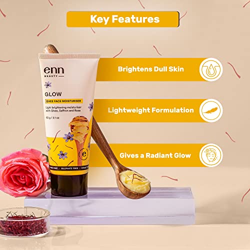 ENN Glow Ghee Face Moisturizer for Glowing &amp; Hydrating Skin with Natural Extract, Lightweight Moisturiser for Dry Skin, Damaged &amp; Uneven Skin Tone, 60gm (FROM INDIA SAB) - View 3 of 3