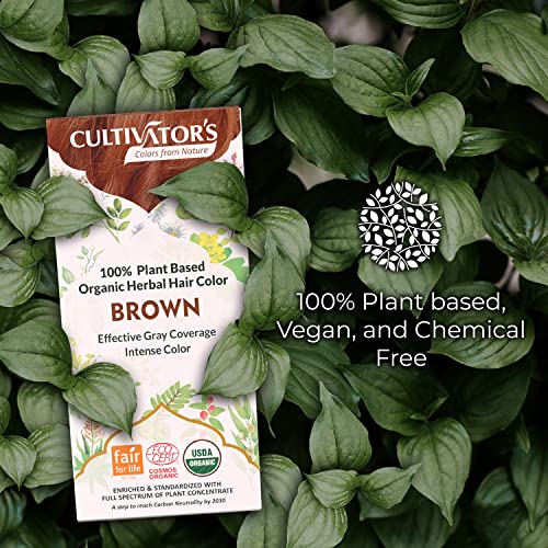 Cultivator's Organic Hair Colour - Organic Herbal Hair Colour for Women and Men - Ammonia Free Hair Colour Powder - Natural Hair Colour Without Chemical, (Brown) - 100g  (FROM INDIA SAB) - View 2 of 3